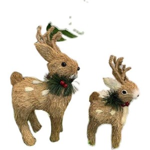 草编小动物草编梅花鹿草编猫头鹰松鼠拍摄道具婚庆用品小摆件田园