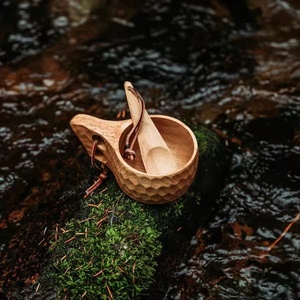 木制芬兰杯露营木杯子早餐杯芬户外露营大容量牛奶咖啡茶水杯旅游