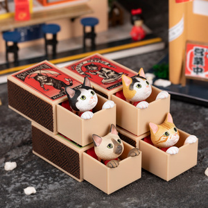 日本奇谭KITAN躲在火柴盒里的可爱猫咪扭蛋小猫桌面摆件装饰玩具