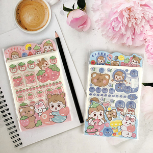 栗子君果酱系列学生可爱卡通手帐和纸贴纸装饰素材拼贴画24张入