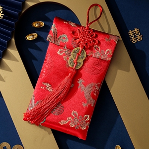 乔迁大吉红包新年布艺生日万元满月压岁钱创意个性刺绣改口费布袋