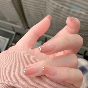 蜜桃法式金边夏季2022新款网红定制可拆卸穿戴甲成品美甲贴片显白