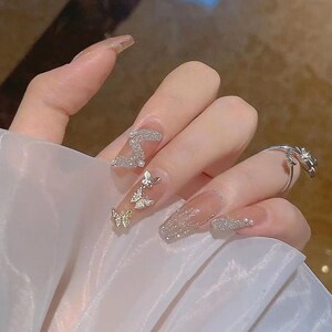 901人付款淘宝穿戴美甲手假指甲贴片网红ins爆款美甲贴片法式链条长款