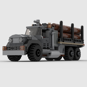 小红砖MOC积木适用乐高套装玩具工程车老式伐木卡车运输车模型