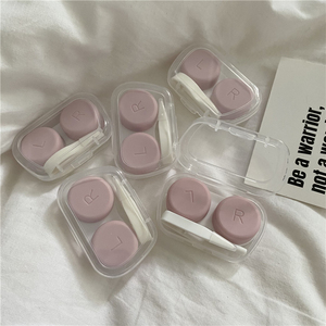粉色少女心~ins美瞳盒透明可爱小巧便携好用的伴侣近视隐形眼镜盒