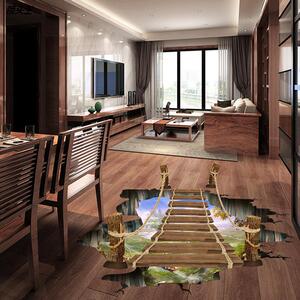 创意家居装饰画儿童房地板卡通卫生间地面贴纸吊桥pvc防水xl8129