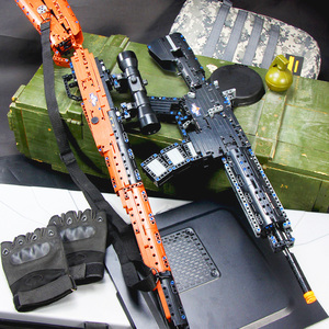 狙击枪加特林抛壳霰弹可连射黑科技穿越火线武器拼装乐高积木玩具