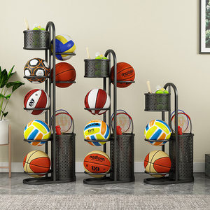 家用篮球置物架足球收纳架室内球拍收纳筐运动器材收纳架放球架框