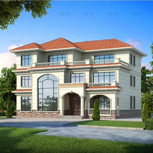 自建房别墅设计图纸三层欧式风格四开间全套施工图易居乡墅设计998