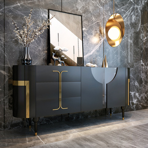 意式轻奢风入户玄关柜现代简约别墅岩板餐边柜高端装饰隔断储物柜