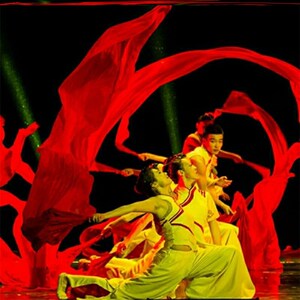 舞蹈扇子长飘广场舞长绸红色摇篮加长双面开场舞蹈大红色长扇道具