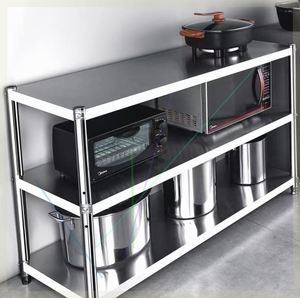 不锈钢桌不绣刚工作台厨房商用桌子家用双层切菜案板加厚长方形打