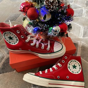 匡威涂鸦圣诞节限定大logo圣诞红高帮高帮女鞋男鞋帆布鞋 170049c