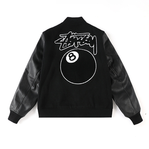 stussy斯图西周年限定棒球服外套高街vibe风黑八夹克男女同款棉服