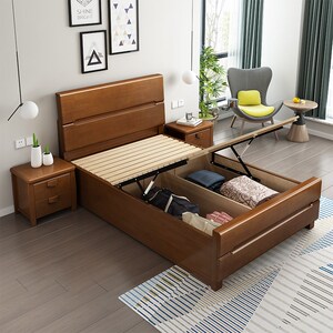 90cm实木床1.2米1米成人1.35一米二储物高箱床小户型0.9米床单人