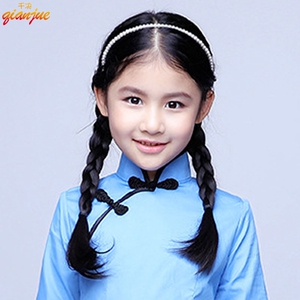 幼儿园假发假发舞台成人假发儿童表演道具女辫子逼真民国古风网红