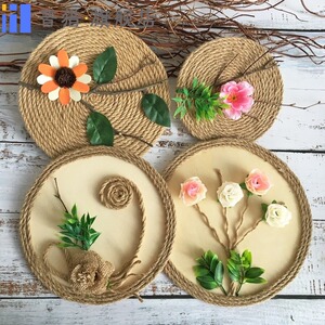 创意环创墙面壁饰diy复古圆盘学校麻绳手工材料布置幼儿园装饰