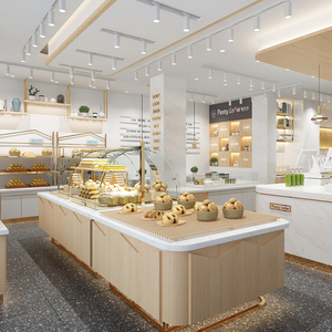 面包店中岛定制烘焙店柜子整店设计西点三明治寿司熟食展示柜货架