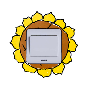 创意向日葵太阳花木质立体开关贴c开关保护套装饰墙贴幼儿园儿童