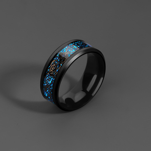 龙纹戒指男士新款潮牌百搭高级感个性设计感黑色钛钢指环男生戒指