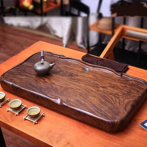 【品质】黑檀木茶盘家用茶托长方形整块实木茶台大号茶海功夫茶具