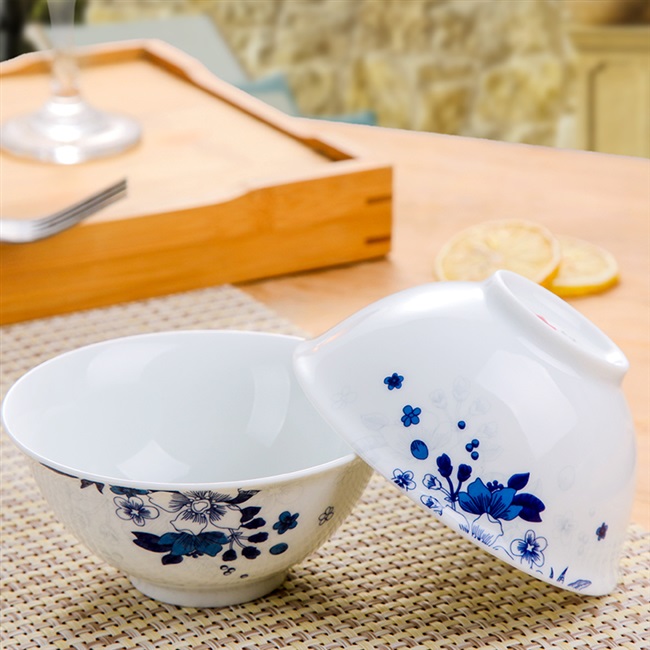 红叶陶瓷 景德镇家用陶瓷碗餐具米饭碗10个装4.5寸高温釉中彩