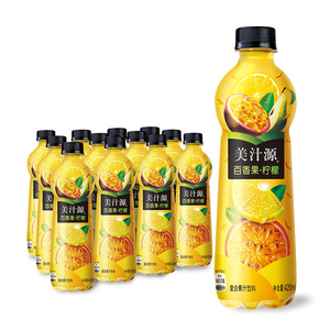 美汁源 百香果柠檬味420ml*12瓶整箱装复合果汁爽口爽心夏季饮品