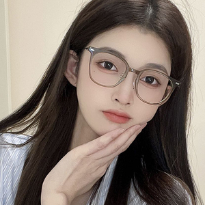 大方框眼镜女可配有度数近视镜片素颜方圆脸显瘦冷茶色专业配眼镜