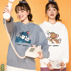 糖果色猫和老鼠卫衣女不一样的闺蜜装秋冬加绒加厚可爱三人姐妹装