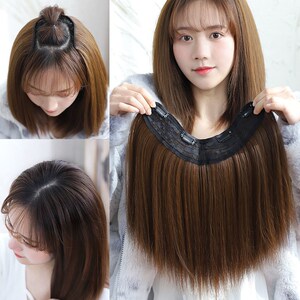 仿真假发片垫发根贴片隐形一片式u型头顶补发女两侧增发量蓬松器