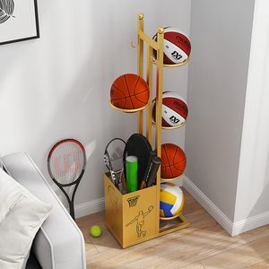 家用放球架框运动器材收纳架篮球置物架足球收纳架室内球拍收纳筐