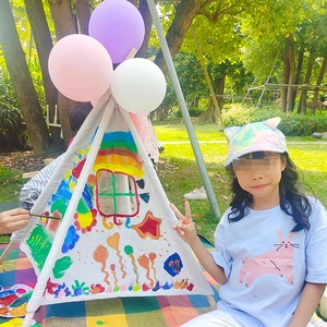 儿童手绘帐篷绘画diy涂鸦手工户外宝宝画画三角小帐篷活动游戏屋