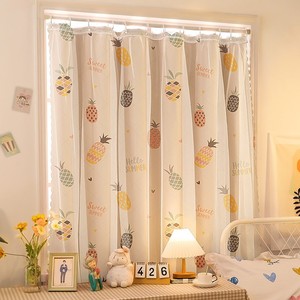 免打孔简易安装窗帘带伸缩杆全套一整套短款遮光布卧室飘窗小窗户