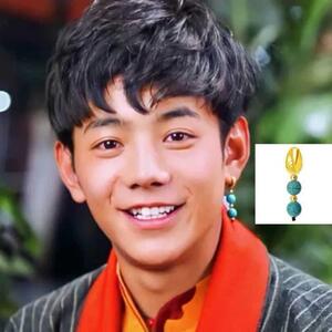 丁真同款耳钉耳饰绿松石藏族饰品耳坠男耳环藏式耳钉民族风男生