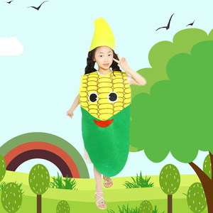 儿童节幼儿园班级环保时装秀无纺不织布玉米服手工蔬菜演出服装