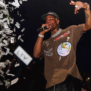 travis scott astroworld演唱会巡演限定周边笑脸地球印花短袖t恤