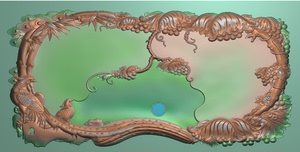 精雕图精品葡萄花鸟茶盘竹子祥云茶盘灰度图浮雕图电脑雕刻图JDP