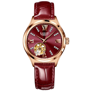新款樱花女表瑞士正品范思哲机械表真钻时尚手表潮流商务皮带女士