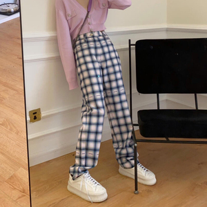 高版本eytys格子阔腿裤jennie金智妮同款宽松高腰垂感薄款女夏季