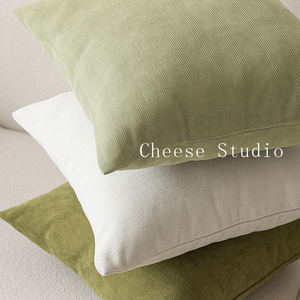 日式简约现代法式北欧风清新抹茶绿燕麦奶茶色客厅沙发靠枕抱枕套