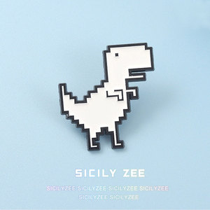 sicilyzee马赛克恐龙卡通胸针ins潮男女胸针欧美动漫情侣金属徽章