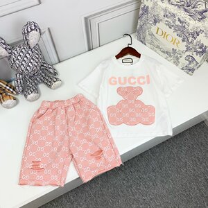 gucci 古驰布偶熊布朗熊纯棉印花logo短袖宽松儿童套头t恤