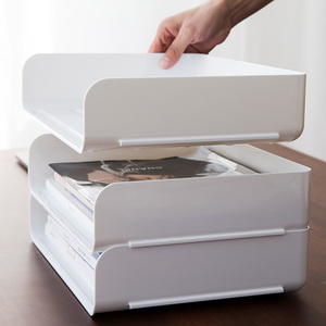 办公桌面收纳筐叠加式a4纸收纳篮档案文件储存可叠加式多层架子.