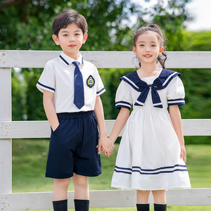 幼儿园园服夏装合唱演出毕业照服装英伦海军风班服小学生校服套装