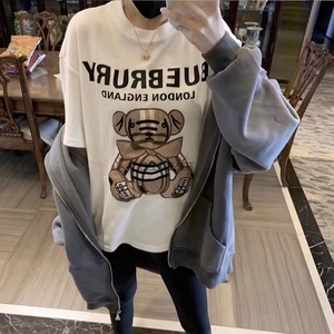 正品代购巴宝莉/burberry博柏利小熊印花圆领短袖男女t恤情侣tee