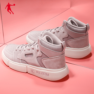 乔丹女鞋2021春季高帮板鞋新款皮面运动鞋春秋空军一号aj休闲鞋子