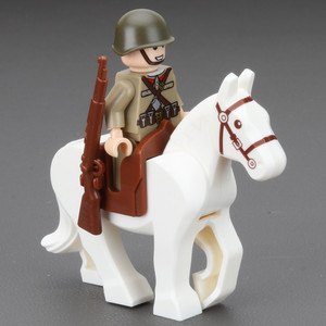 军事二战苏联骑兵人仔军部积木模型拼装moc兼容乐高孩子礼物玩具