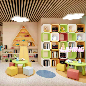 定制方形圆角烤漆格子幼儿园造型书柜镂空橱窗组合挂墙置物展示柜