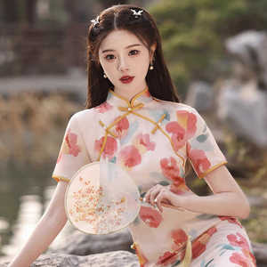 新中式改良旗袍2024夏季新款清新文艺风淑女范日常年轻款显瘦女装
