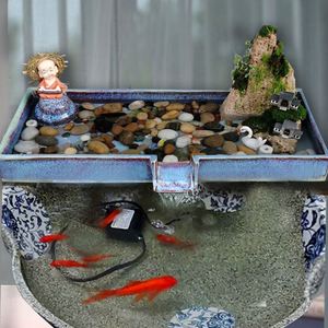 水缸造景摆件流水养鱼家用材料懒人鱼缸自循环阳台家庭水景观赏